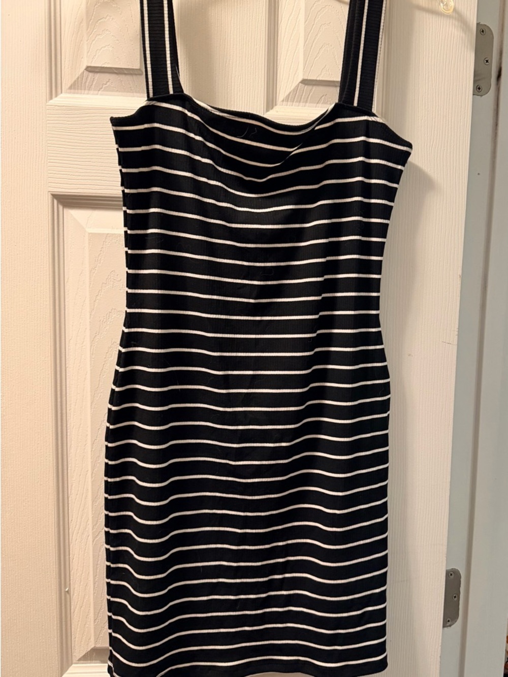 Black & White Striped Sleeveless Knit Dress